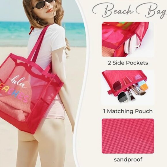 Hola Beaches Mesh Beach Tote – Lightweight, Sandproof & Spacious - Picture 5 of 6